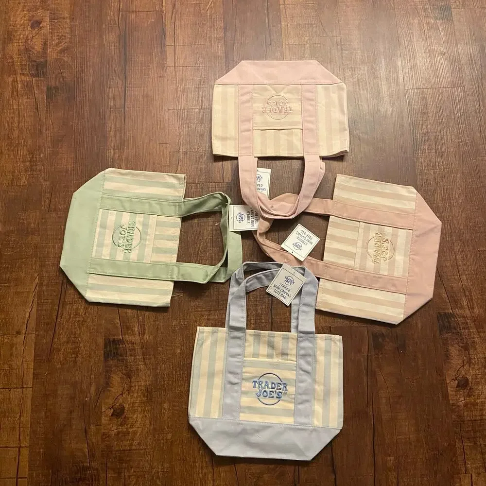 Trader Joe’s Striped Mini Canvas Tote (Set Of 4) Limited Edition, NWT